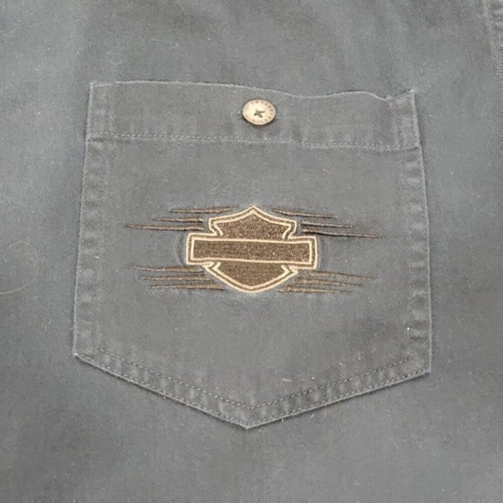 Harley‎ Davidson Navy Blue Heavy Duty Utility Button Up Medium - Picture 5 of 6
